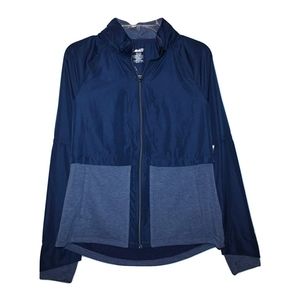 Avia Women's Mixed Fabric Windbreaker and Knit Active Jacket with Hood